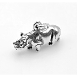 Sterling Silver 3D Rhino Charm