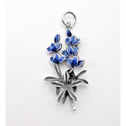 Sterling Silver Blue Bonnet Texas Flower Charm