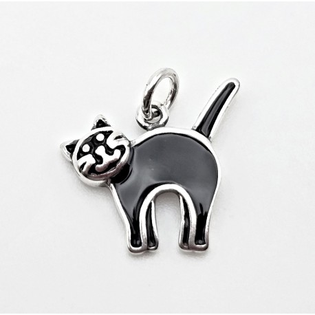 Sterling Silver Black Cat Charm