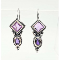 Sterling Silver Earrings with Genuine Amethyst