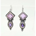 Sterling Silver Earrings with Genuine Amethyst