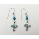 Southwester Sterling Silver Cross Earrings with Genuine Turquoise