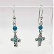Southwester Sterling Silver Cross Earrings with Genuine Turquoise