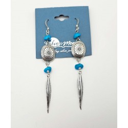 Sterling Silver Southwestern Dangle Earrings with Turquoise