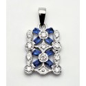 Sterling Silver Pendant With Cubic Zirconia & Blue Baguette