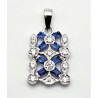 Sterling Silver Pendant With Cubic Zirconia & Blue Baguette