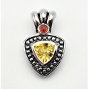 Sterling Silver Pendant With Citrine & Garnet