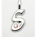 Sterling Silver Initial Pendant W Austrian Crystal - S