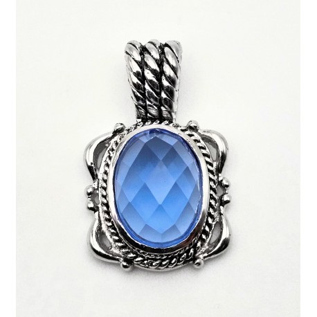 Sterling Silver Pendant With Blue Topaz