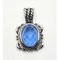 Sterling Silver Pendant With Blue Topaz