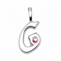 Sterling Silver Initial Pendant W Austrian Crystal - G
