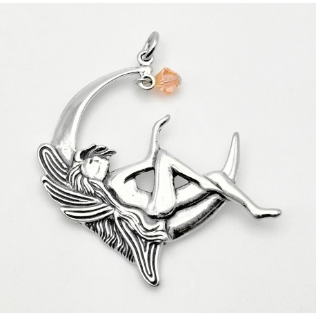Sterling Silver Fairy Pendant with Crystal