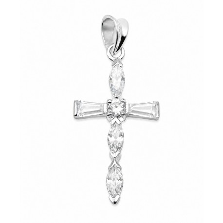 Sterling Silver Cross Pendant With Cubic Zirconia