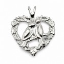 Sterling Silver Heart Pendant with Lovebirds