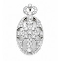 Sterling Silver Oval Locket Pendant with CZ