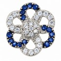Sterling Silver Flower Pendant with CZ and Synthetic Sapphire