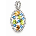 Sterling Silver Oval Pendant with Colored CZ