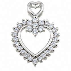 Sterling Silver Heart Pendant with CZ