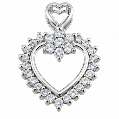 Sterling Silver Heart Pendant with CZ