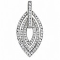 Sterling Silver Leaf Pendant with Clear CZ
