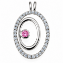 Sterling Silver Double Oval Pendant with CZ