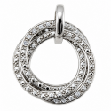 Rhodium Plated Sterling Silver Three Circle Pendant with CZ