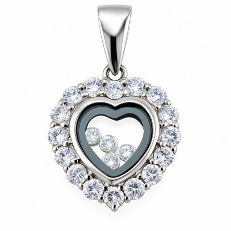 Sterling Silver Heart Pendant With CZ