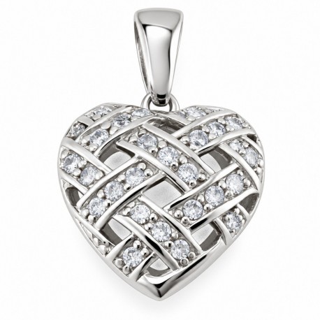 Sterling Silver Heart Pendant with CZ