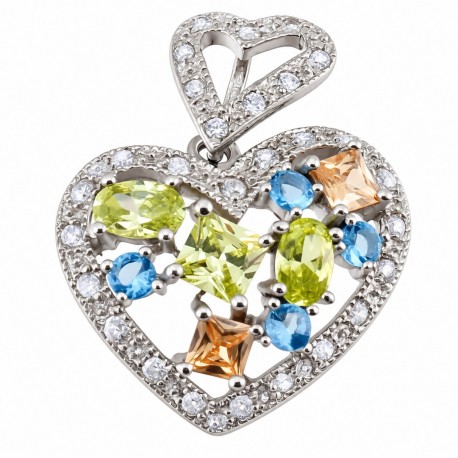 Sterling Silver Heart Pendant with CZ