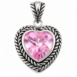Sterling Silver Heart Pendant With CZ