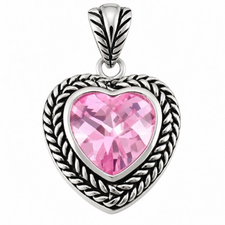 Sterling Silver Heart Pendant With CZ