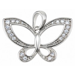 Sterling Silver Butterfly Pendant w CZ