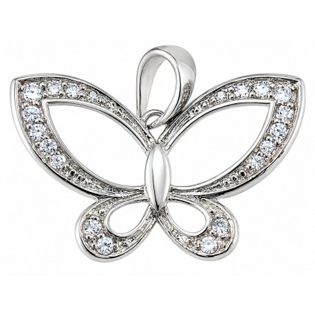 Sterling Silver Butterfly Pendant w CZ