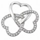 Sterling Silver Triple Heart Pendant with CZ