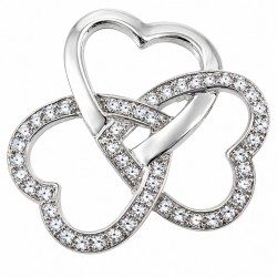 Sterling Silver Triple Heart Pendant with CZ