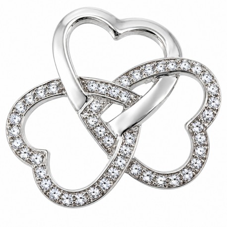Sterling Silver Triple Heart Pendant with CZ