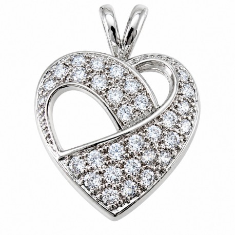 Sterling Silver Heart Pendant with CZ