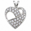 Rhodium Plated Sterling Silver Heart Pendant with CZ