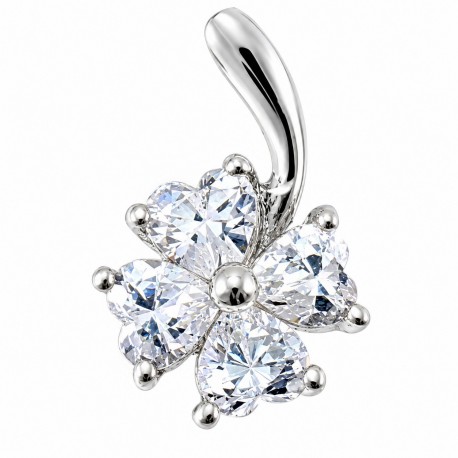 Sterling Silver Clover Pendant with CZ