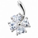 Rhodium Plated Sterling Silver Clover Pendant with CZ