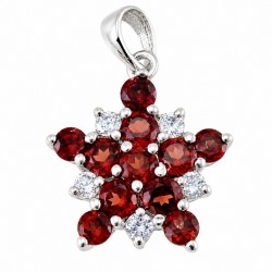 Sterling Silver Star Pendant with Garnet