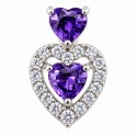 Sterling Silver Heart Pendant with CZ and Synthetic Amethyst