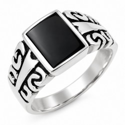 Sterling Silver Ring with Onyx Size 10