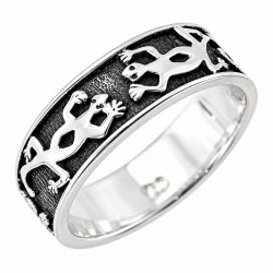 Sterling Silver Band Ring With Lizard Size 10