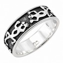 Men's Sterling Silver Band Ring with Lizard