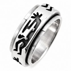 Sterling Silver Spin Ring with Kokopelli Size 5