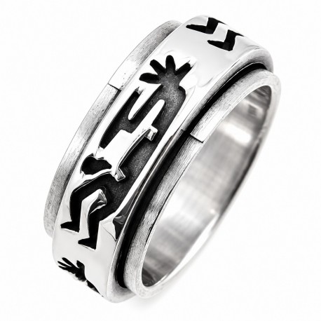 Sterling Silver Spin Ring with Kokopelli Size 5