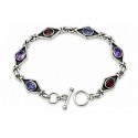 Sterling Silver Toggle Bracelet With Gemstones